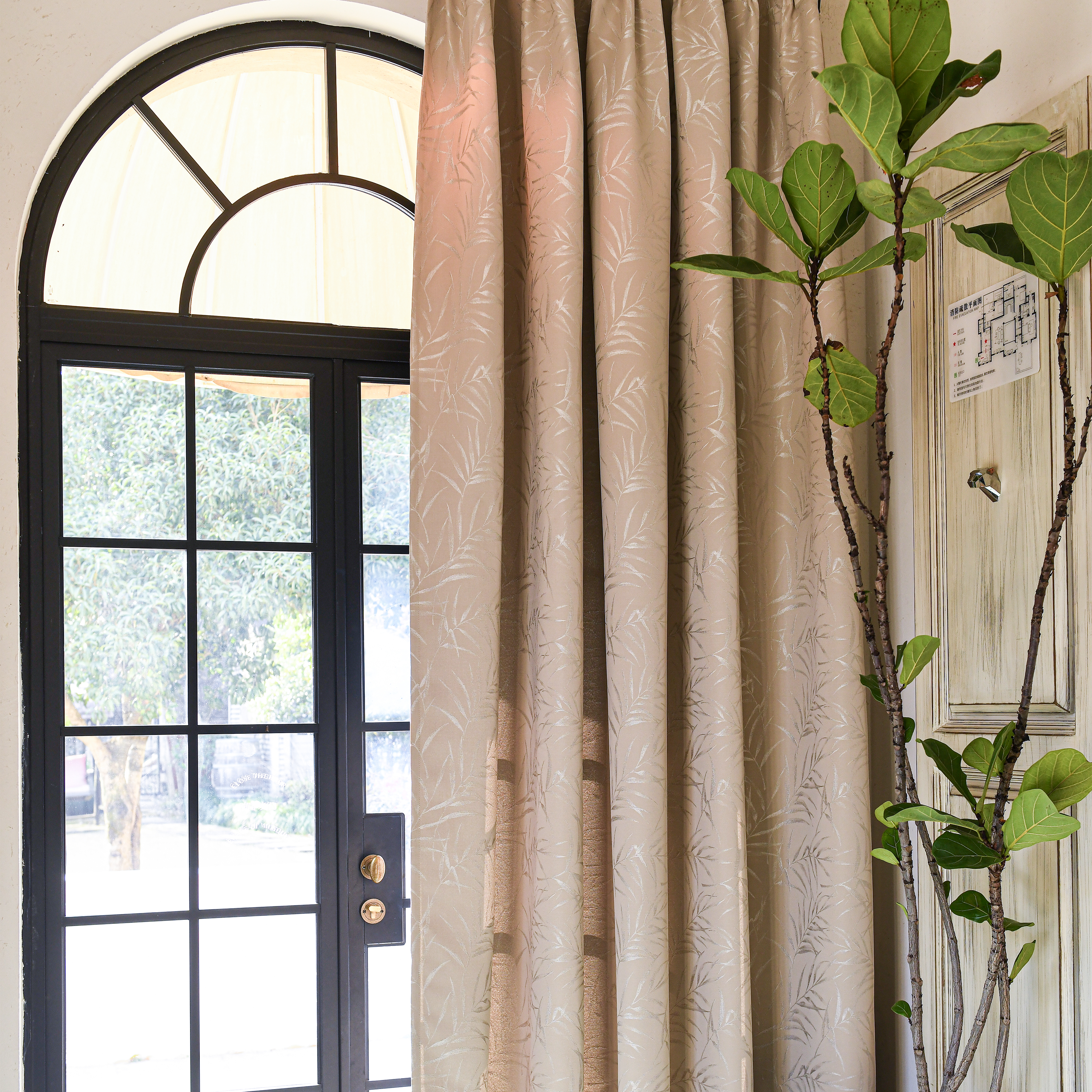 Elowen Embroidered-Pattern Cotton Curtain