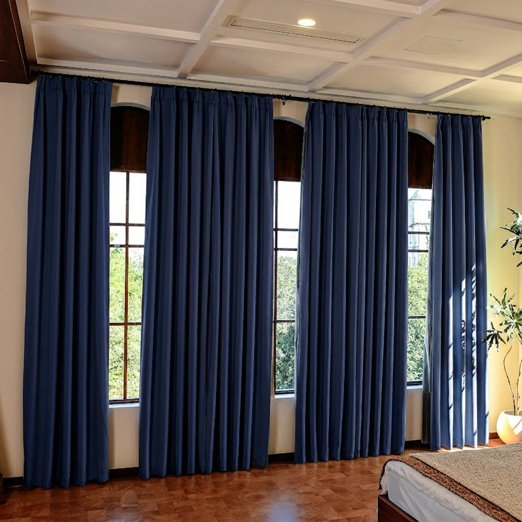 Custom Luxury Silk-Fiber Blackout Curtains