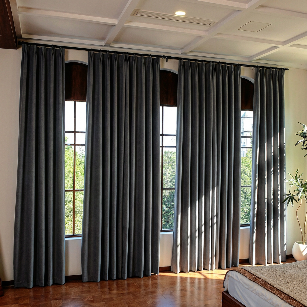Custom Luxury Silk-Fiber Blackout Curtains
