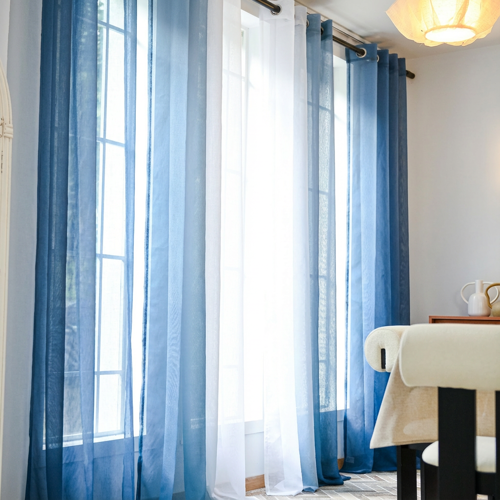 Custom Linen Texture Ombre Sheer Curtains