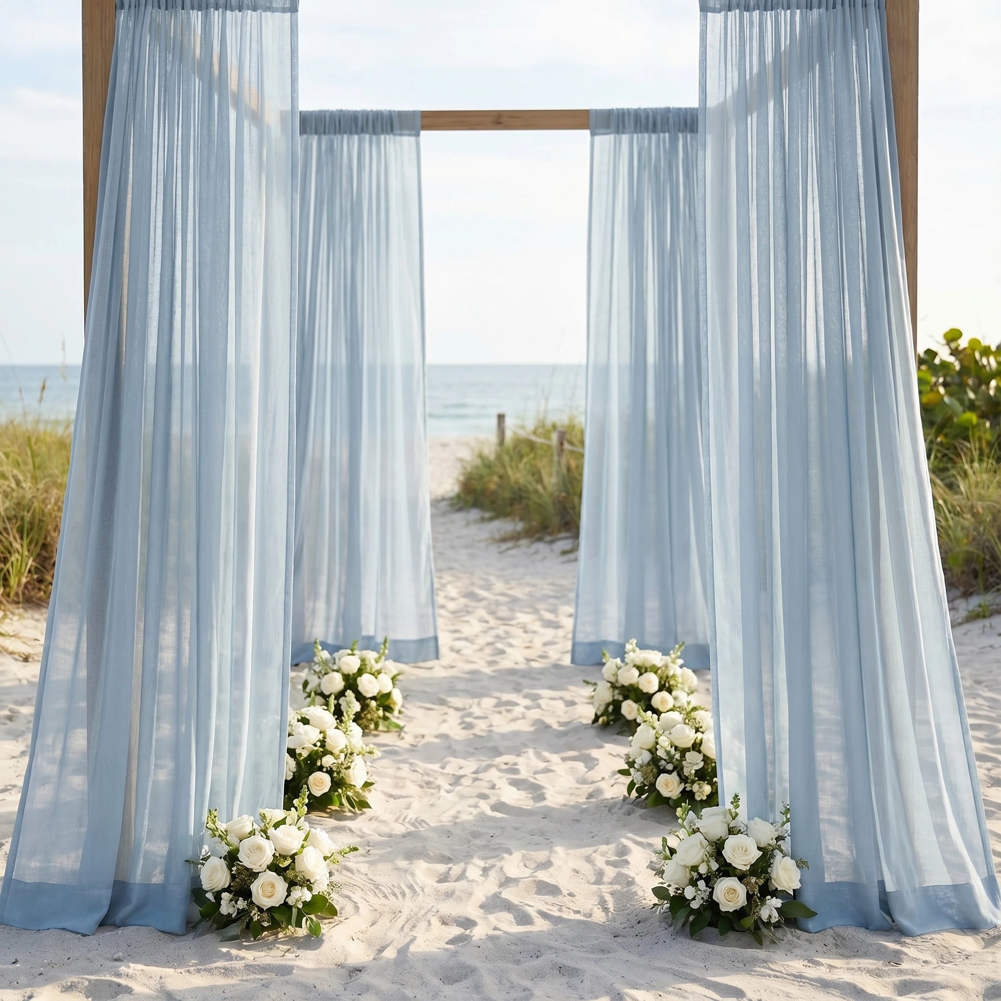 Wedding Linen-Texture Sheer Drapes