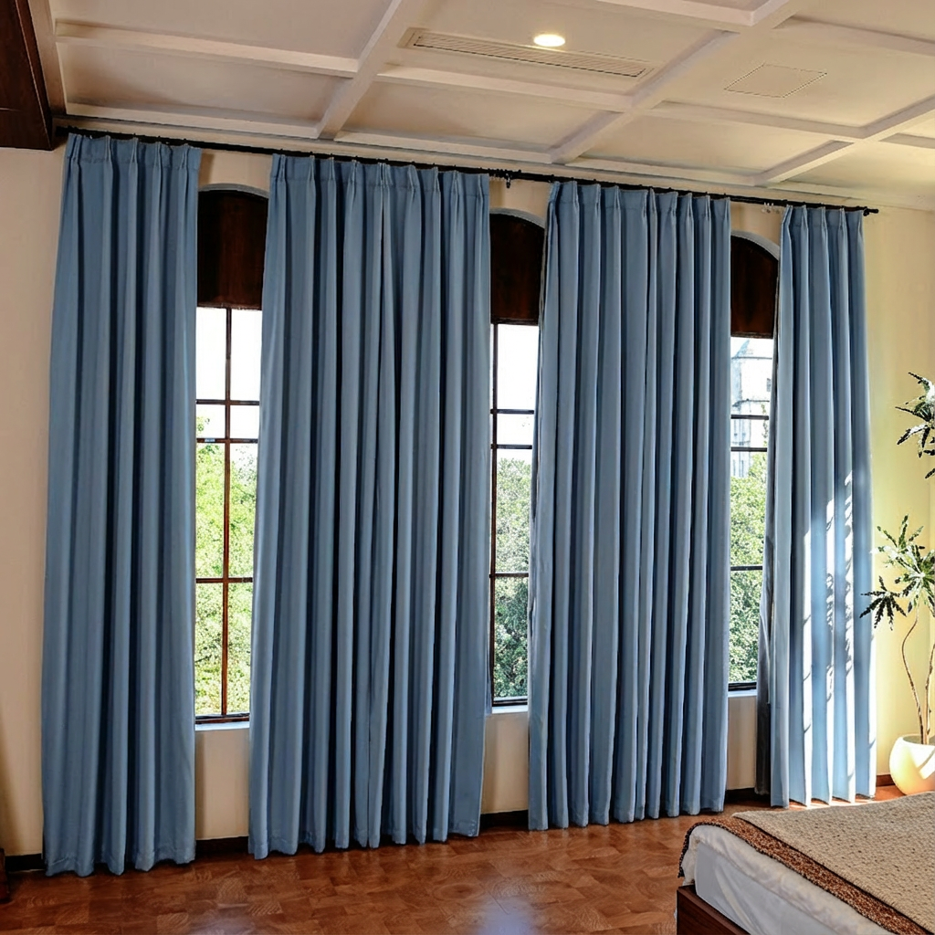 Custom Luxury Silk-Fiber Blackout Curtains