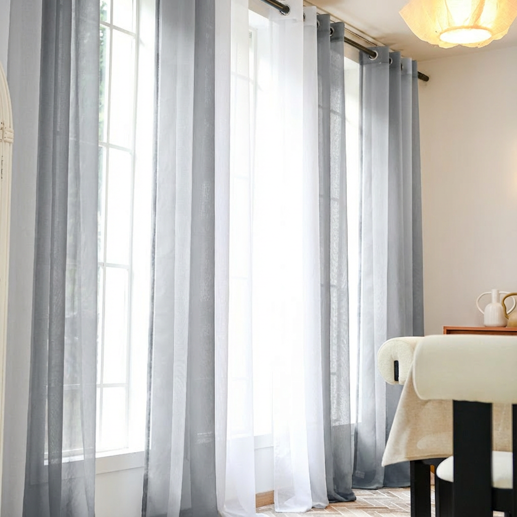 Custom Linen Texture Ombre Sheer Curtains