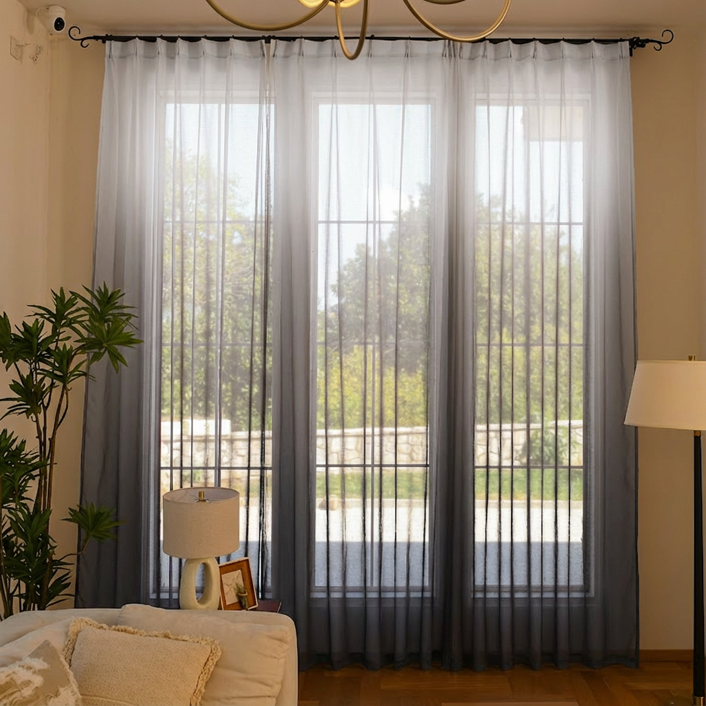 Custom Vertical Ombre Linen Texture Sheer Curtains