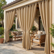 DWCN Official waterproof outdoor curtain with tab top design, suitable for patio or garden protection from rain and wind