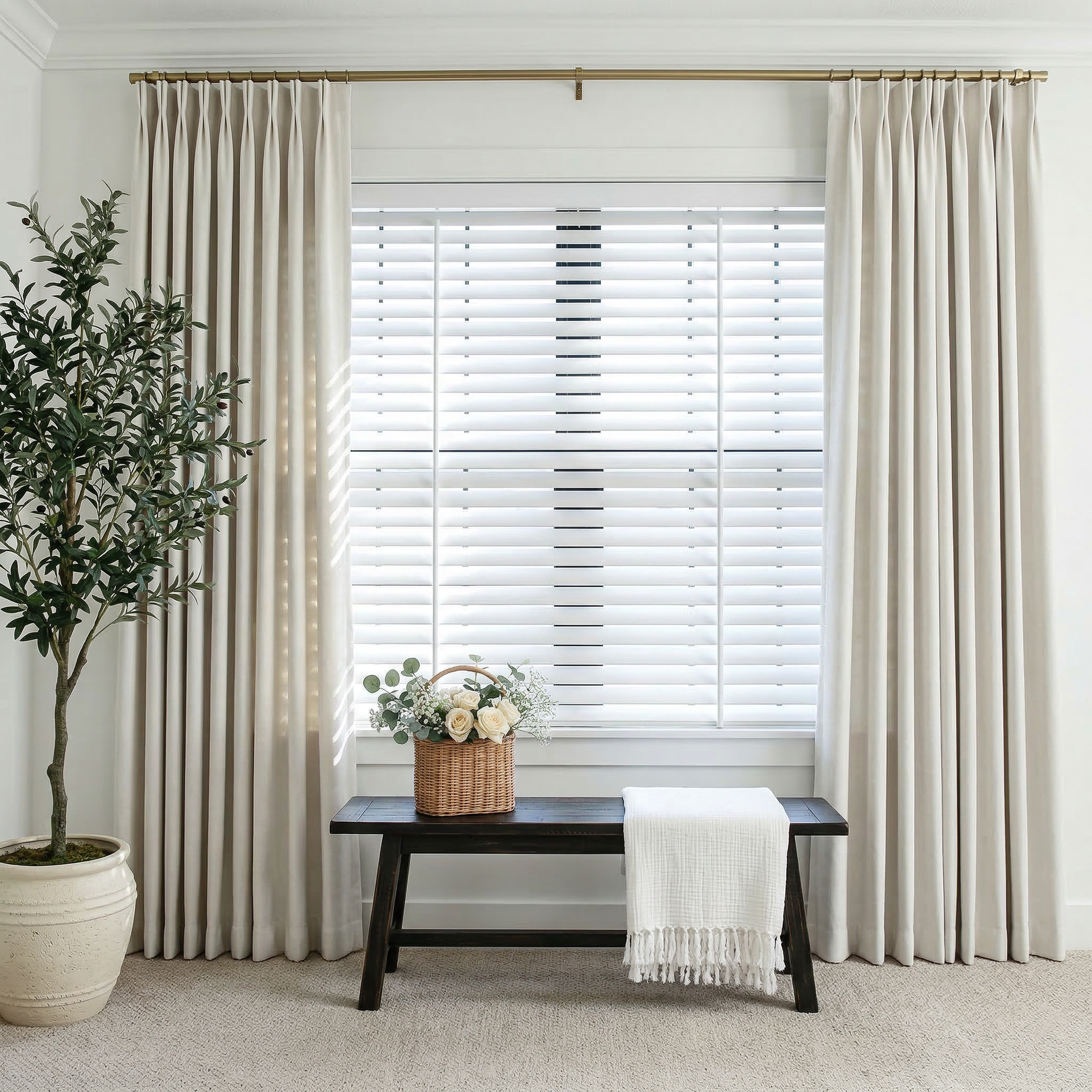 Black luxury silk-fiber blackout curtains by DWCN Official, showcasing smooth, dark fabric designed to block light and add elegance.