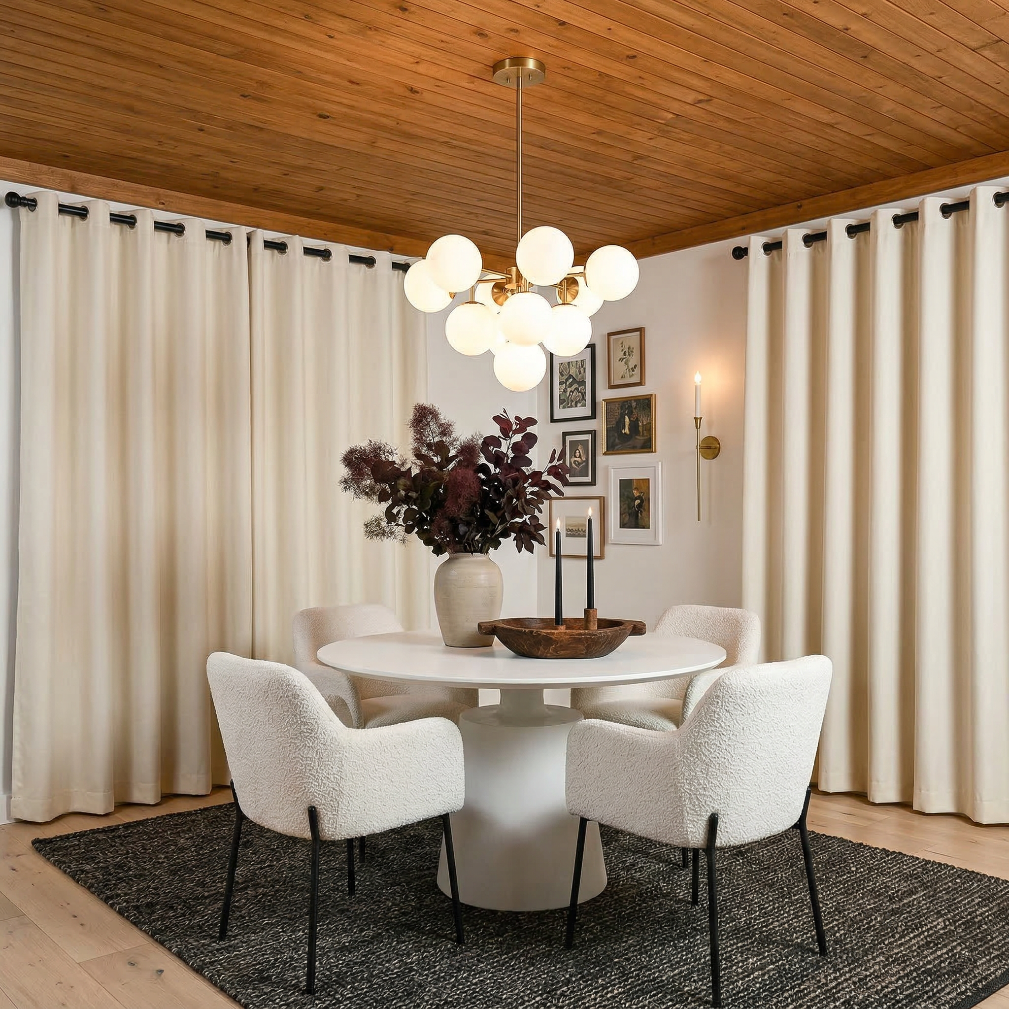 Luxury black silk-fiber blackout curtains from DWCN Official, showcasing their elegant fabric and dark, light-blocking design.