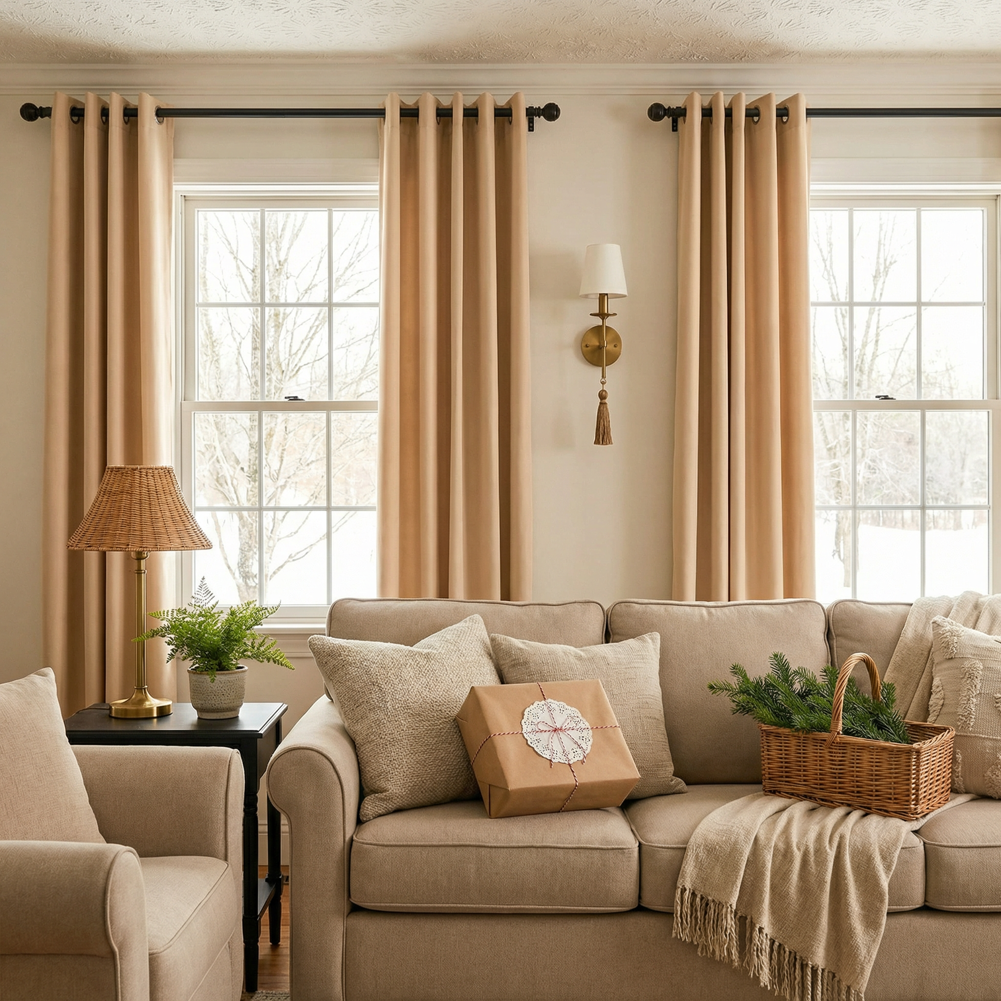 Black luxury silk-fiber blackout curtains from DWCN Official, showcasing their rich fabric and elegant design for bedroom or living room.