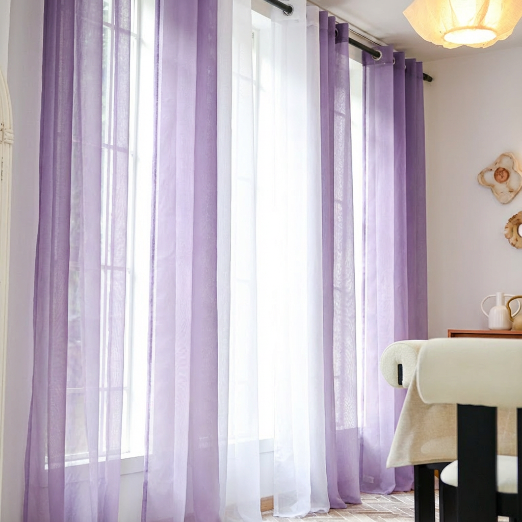 Custom Linen Texture Ombre Sheer Curtains