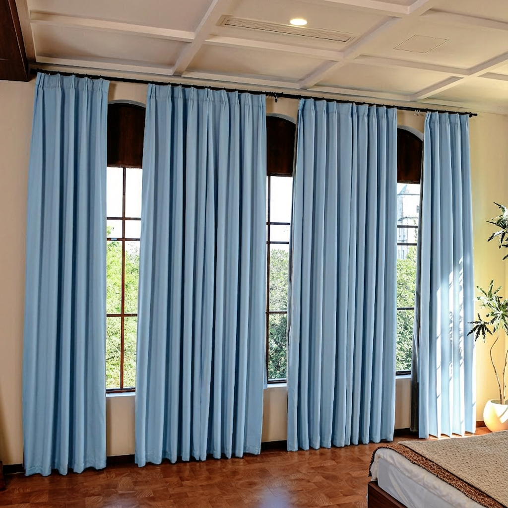 Custom Luxury Silk-Fiber Blackout Curtains