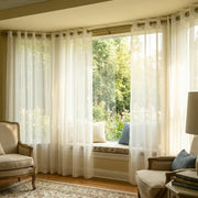 Light-filtering linen texture solid sheer curtains by DWCN Official, showcasing their elegant and airy design for window decor.