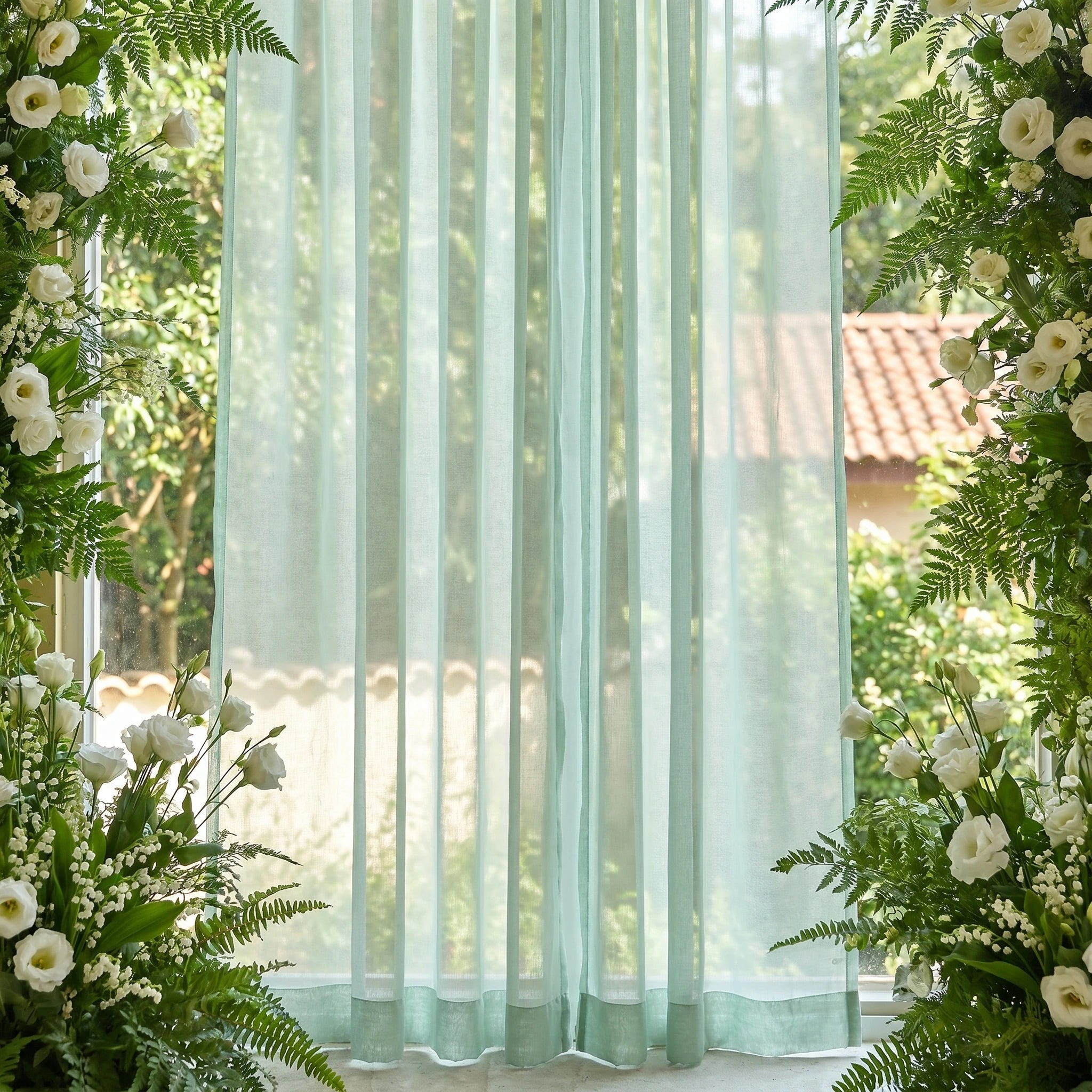 Wedding Linen-Texture Sheer Drapes