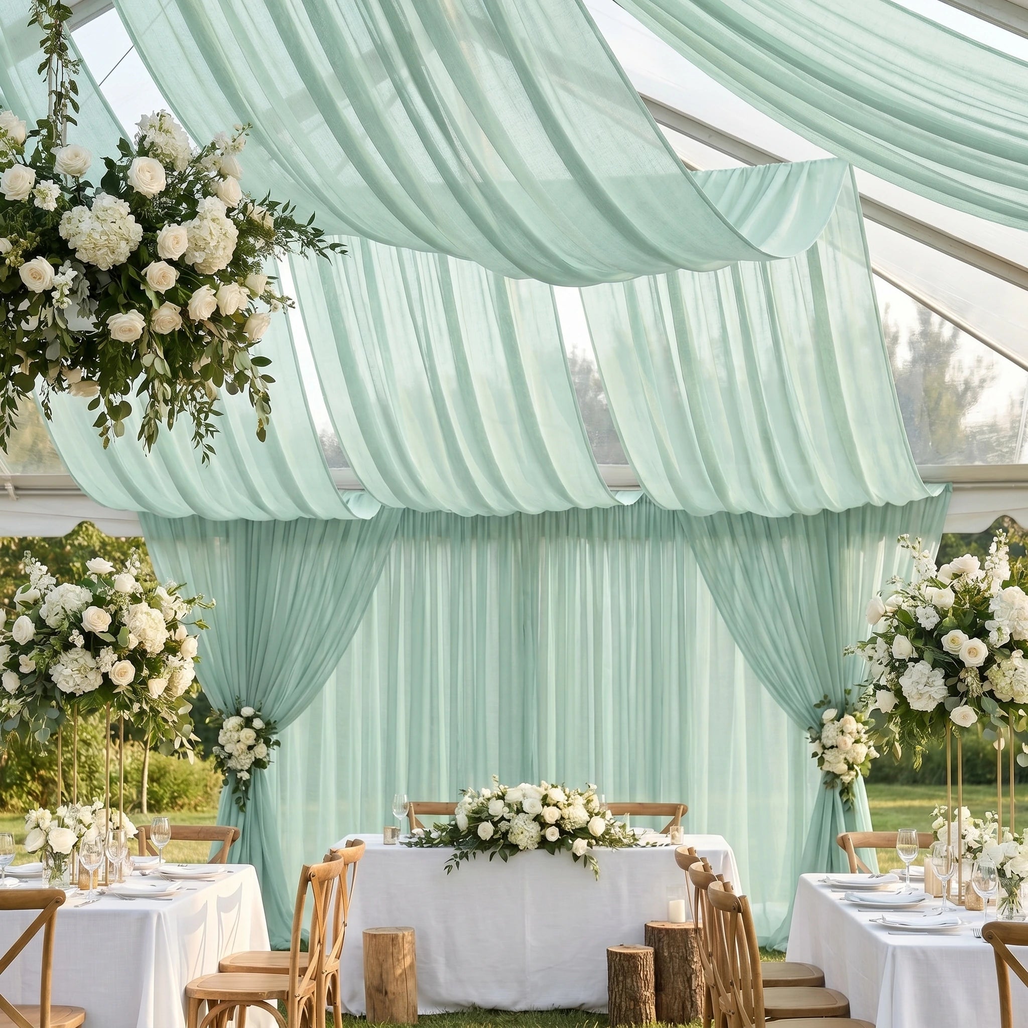 Wedding Linen-Texture Sheer Drapes