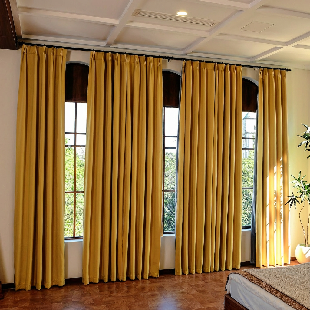 Custom Luxury Silk-Fiber Blackout Curtains