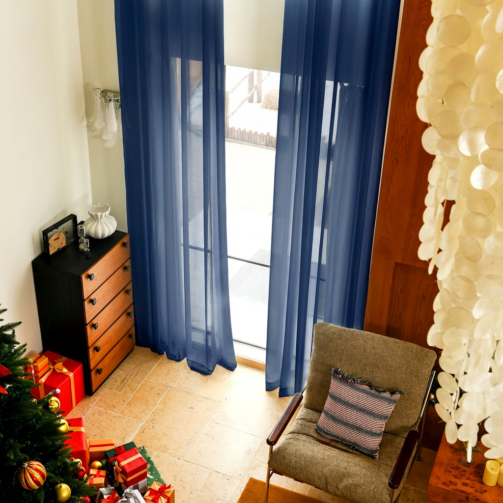 Custom Linen Texture Solid Sheer Curtains