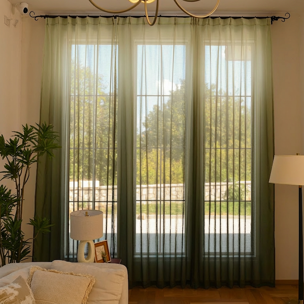 Custom Vertical Ombre Linen Texture Sheer Curtains