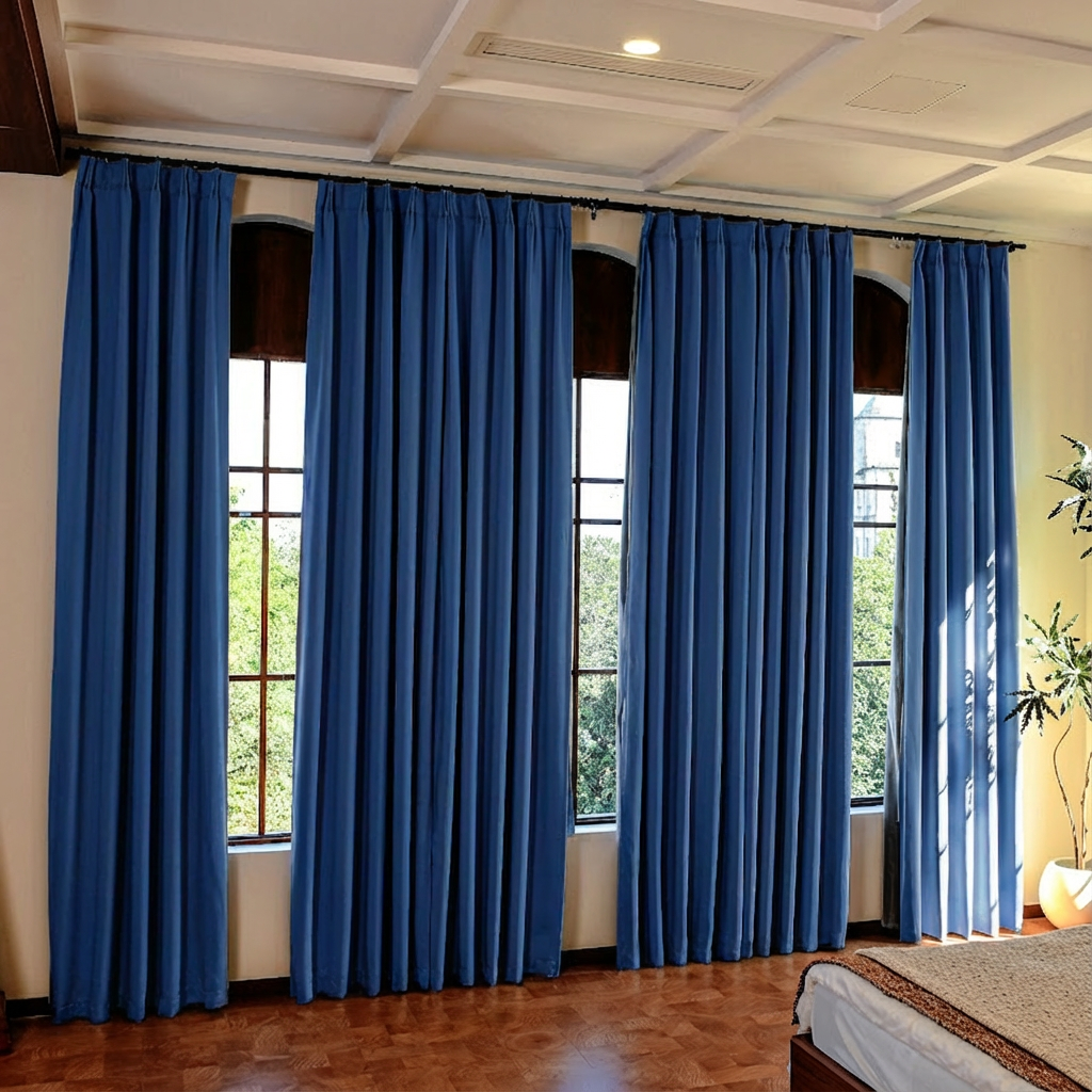 Custom Luxury Silk-Fiber Blackout Curtains