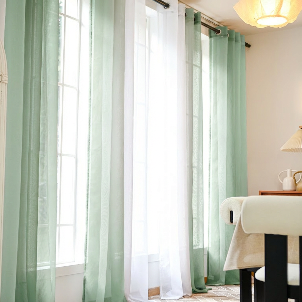 Custom Linen Texture Ombre Sheer Curtains