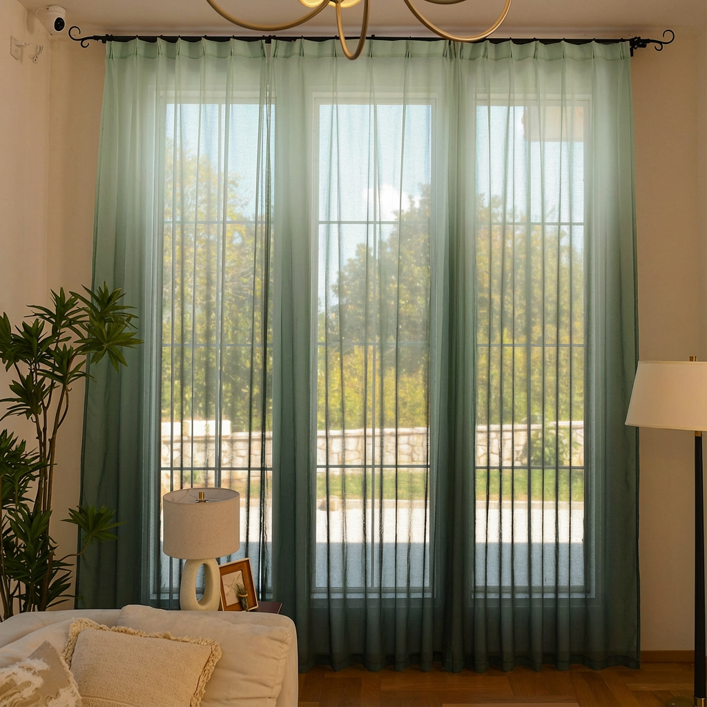 Custom Vertical Ombre Linen Texture Sheer Curtains