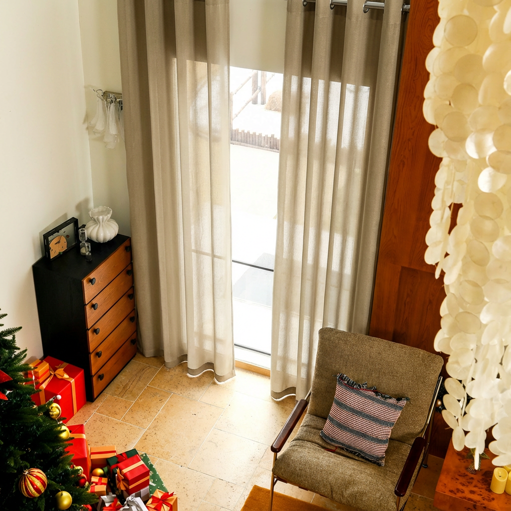 Custom Linen Texture Solid Sheer Curtains