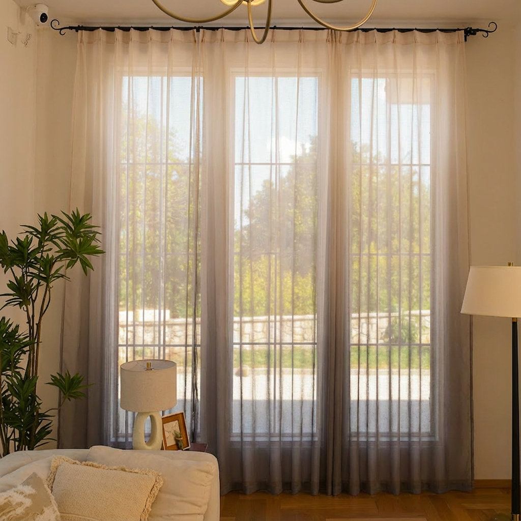 Custom Vertical Ombre Linen Texture Sheer Curtains