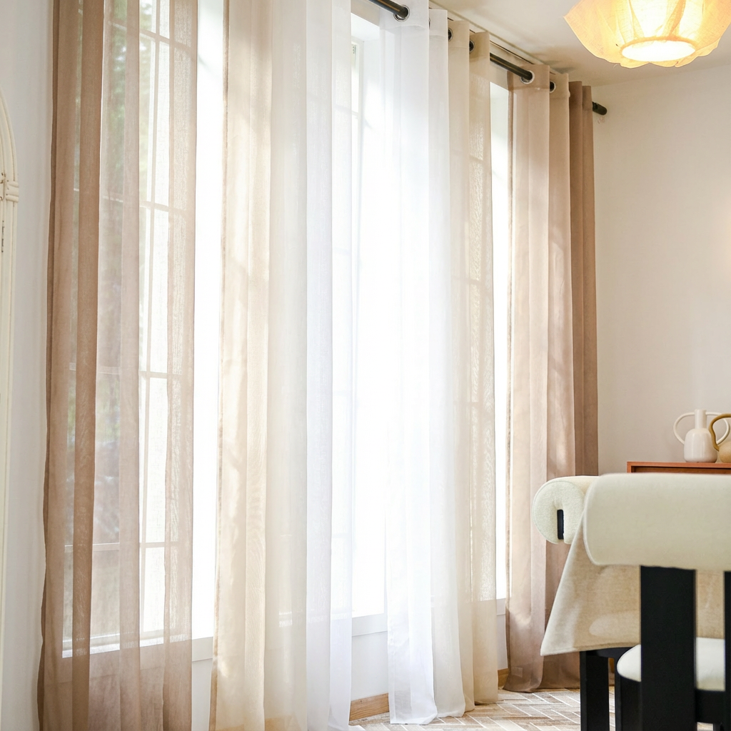 Custom Linen Texture Ombre Sheer Curtains