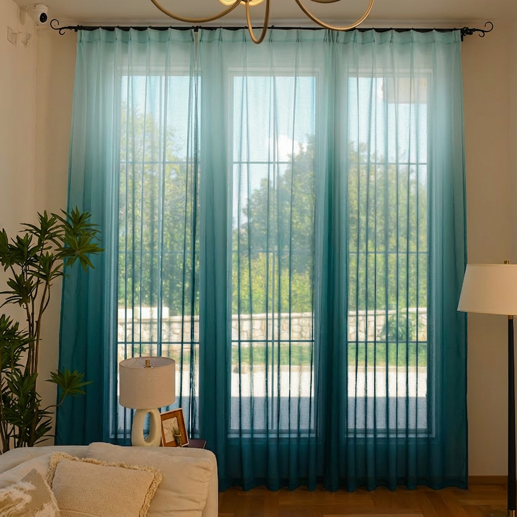Custom Vertical Ombre Linen Texture Sheer Curtains