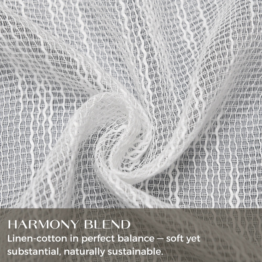 DWCN Official Theia Ripple Linen Sheer Curtain with pencil pleat top, lightweight and airy for elegant window decor