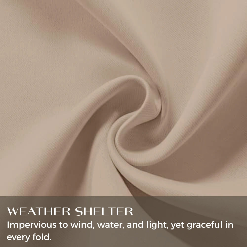 Windproof and waterproof outdoor curtain with tab top and ropes, featuring pencil pleat design by DWCN Official