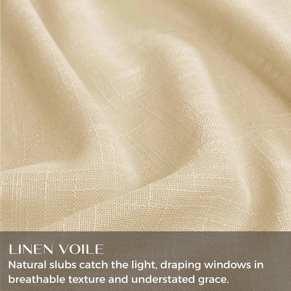 DWCN Official custom linen sheer curtains with pencil pleat top, solid design, lightweight and elegant window treatment