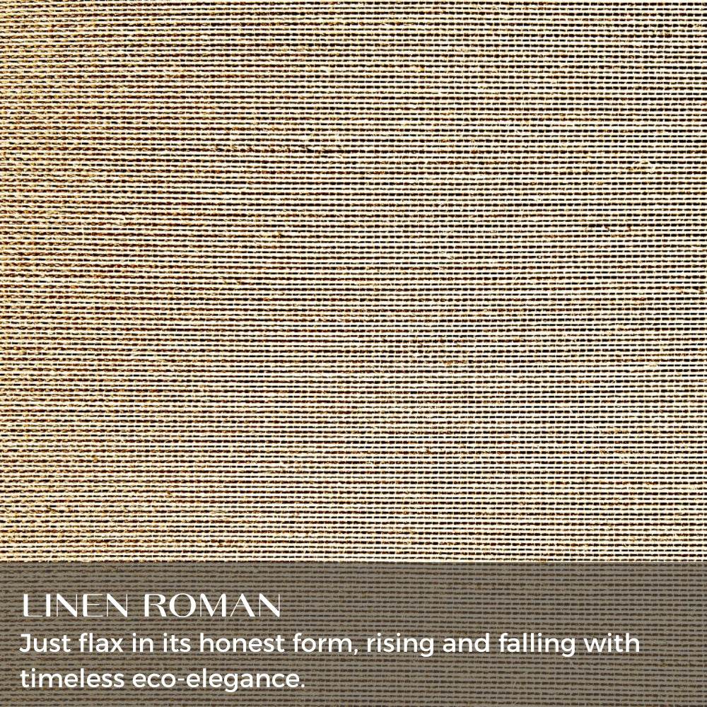 Seraphina custom linen Roman shades with pencil pleat design, elegant window treatment by DWCN Official.