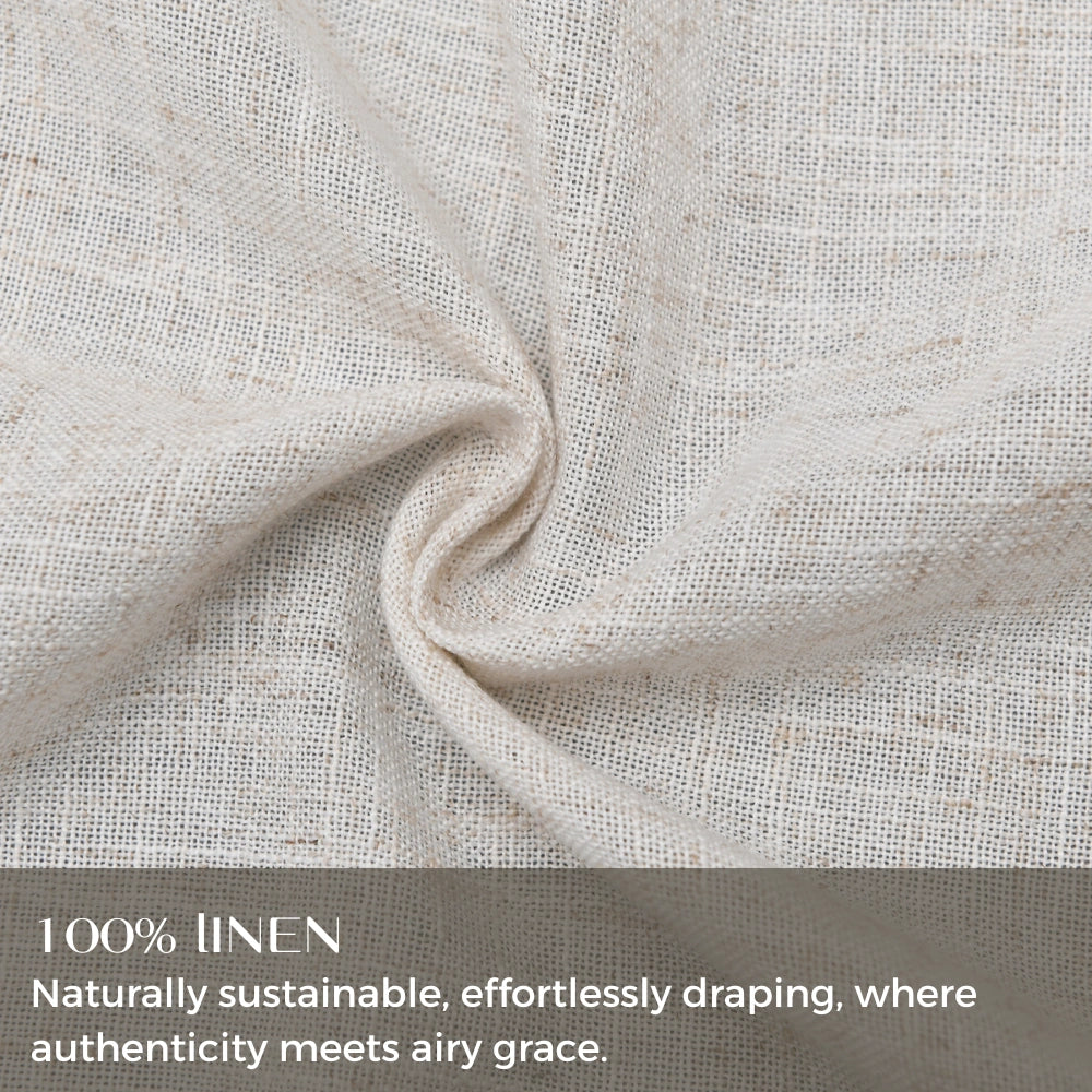 Daphne 100% linen wheat grid sheer curtain with top pencil pleat, featuring a light, airy fabric perfect for elegant window decor.