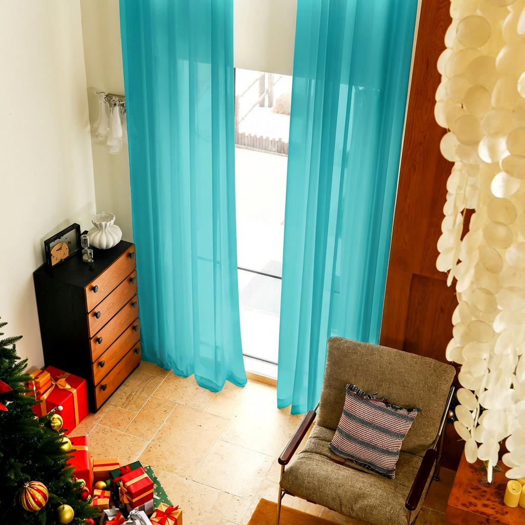 Custom Linen Texture Solid Sheer Curtains