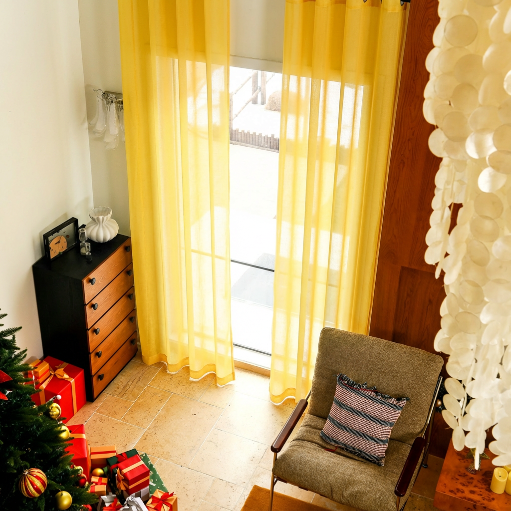 Custom Linen Texture Solid Sheer Curtains