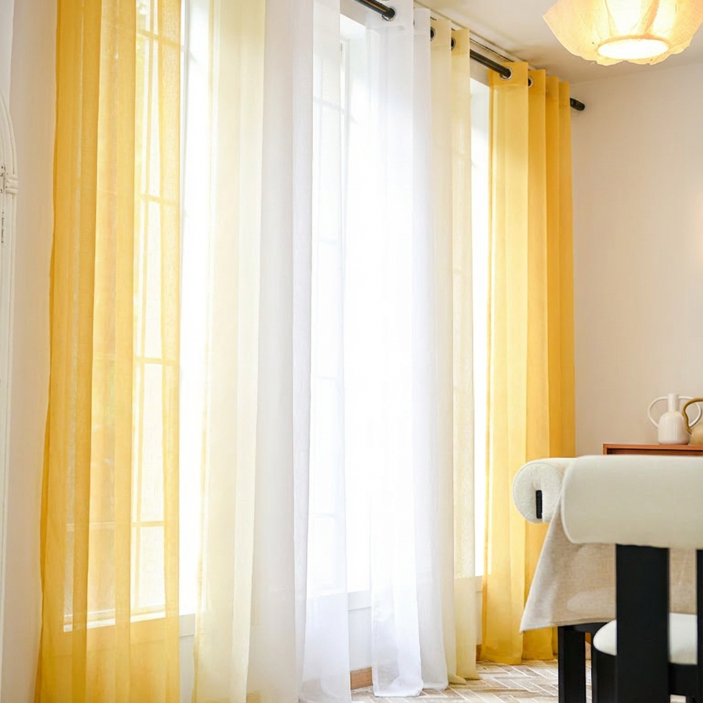 Custom Linen Texture Ombre Sheer Curtains