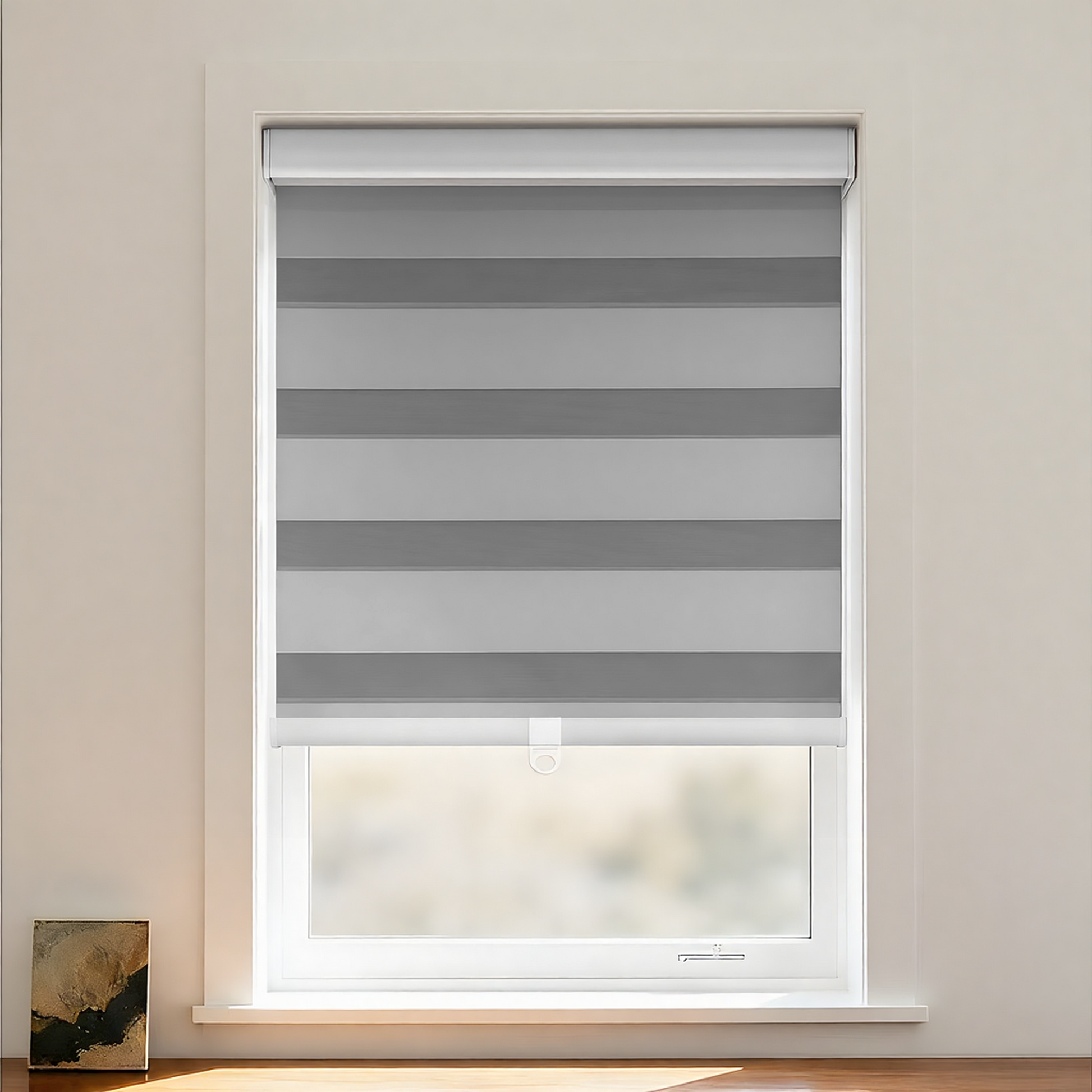 Nicole Blackout Zebra Shade Cordless by DWCN Official, showing a stylish black and white zebra-patterned window blackout shade.