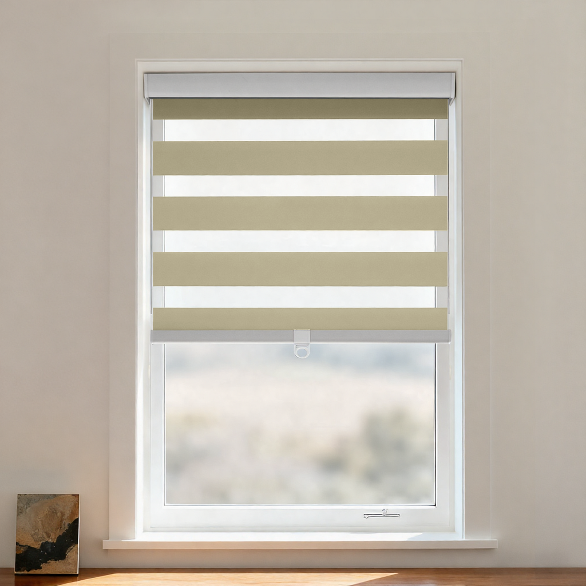 Blackout zebra shade by DWCN Official, cordless design with black and white striped zebra pattern, ideal for light control and privacy.