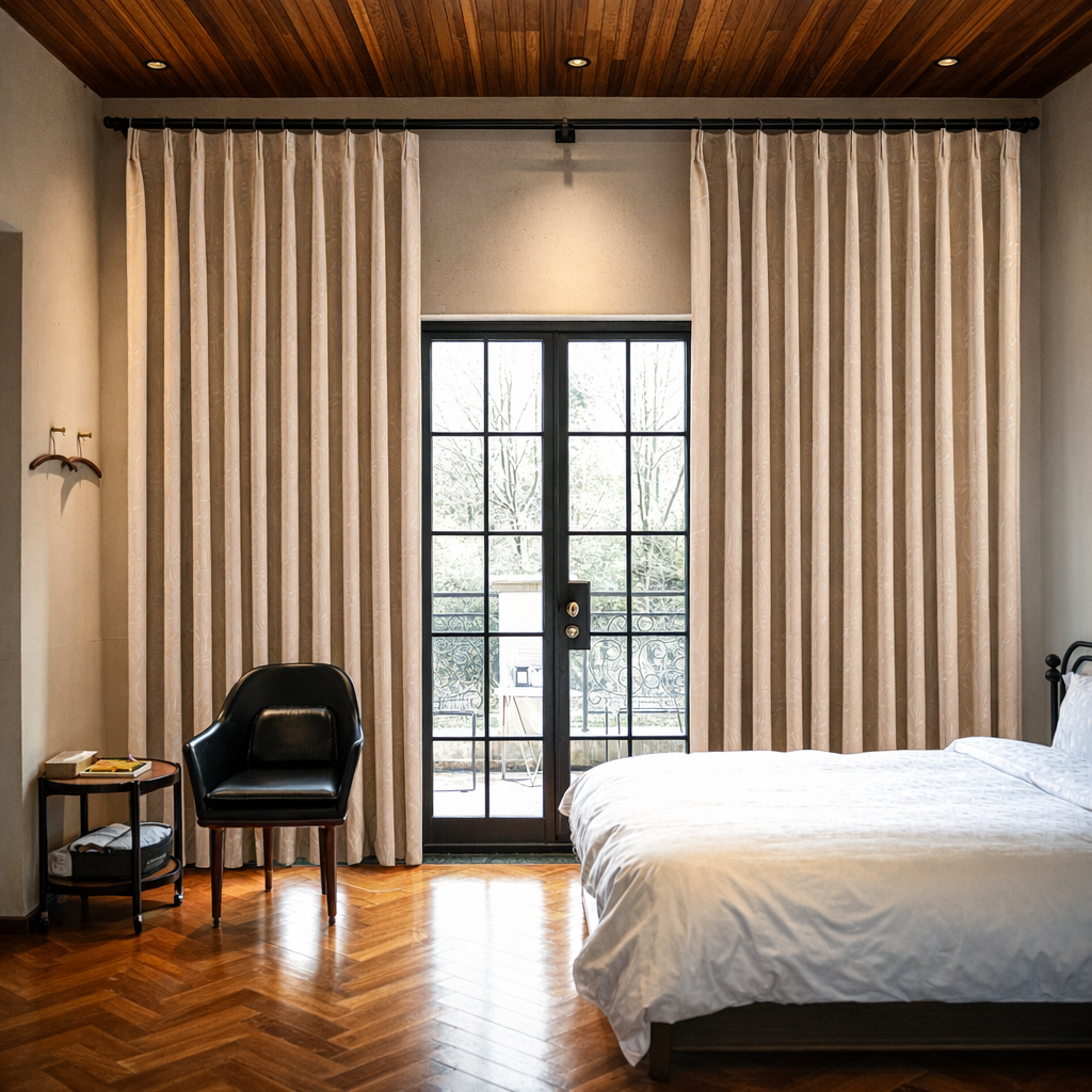 Elowen Embroidered-Pattern Cotton Curtain