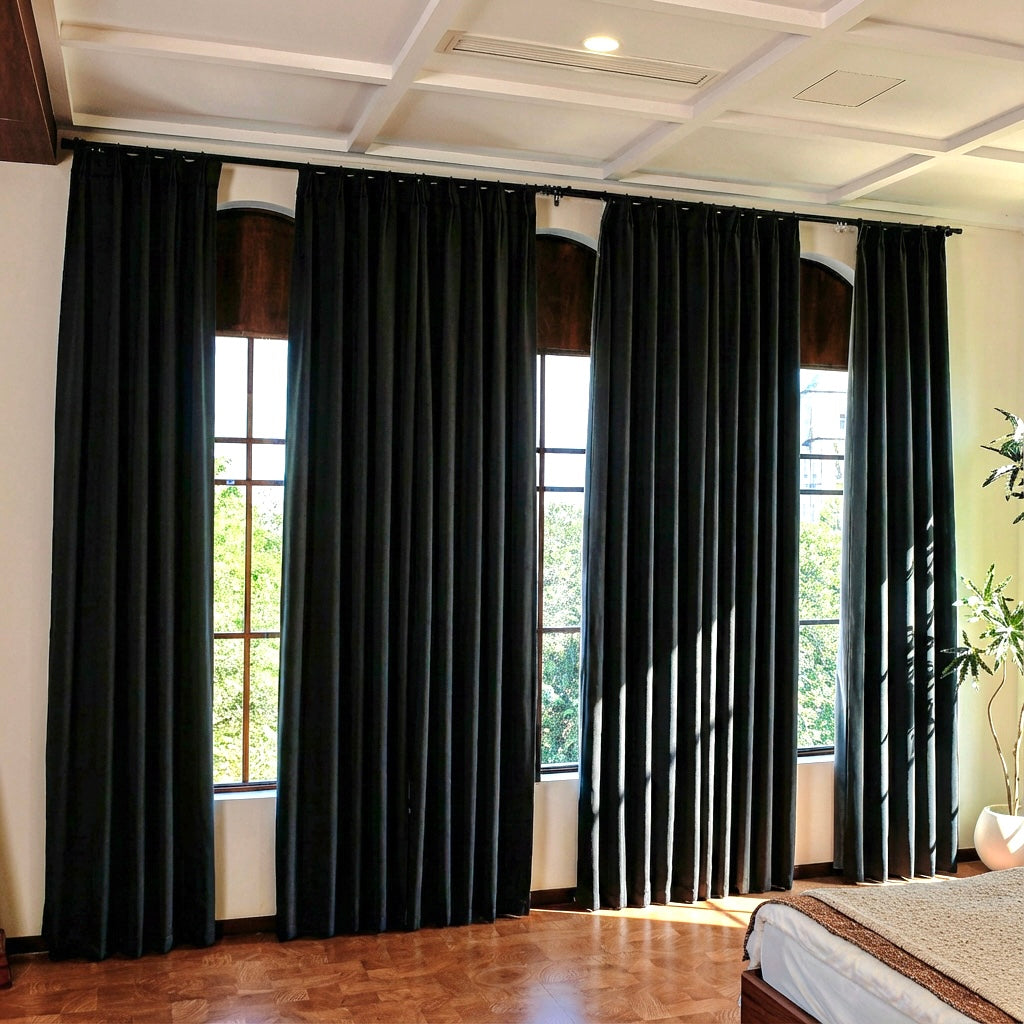 Custom Luxury Silk-Fiber Blackout Curtains