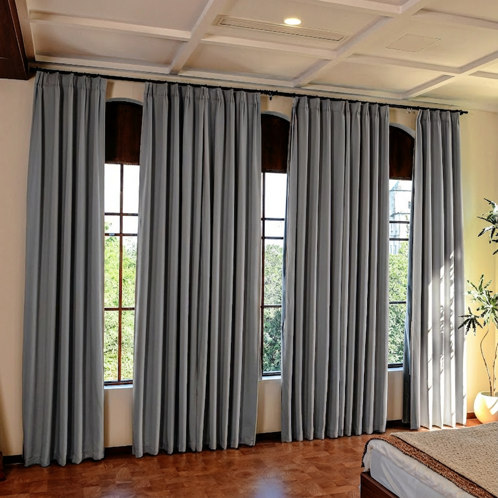 Custom Luxury Silk-Fiber Blackout Curtains