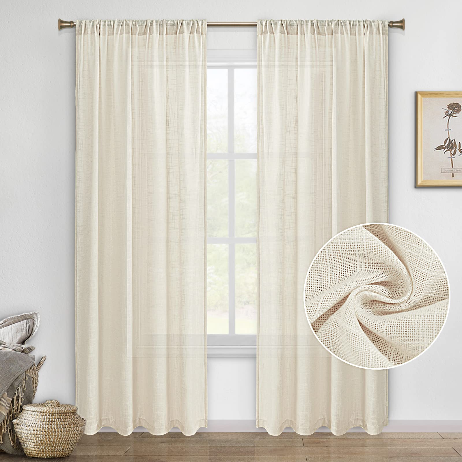Custom Curtains: Linen Sheer Curtains, Set of 2 Panels
