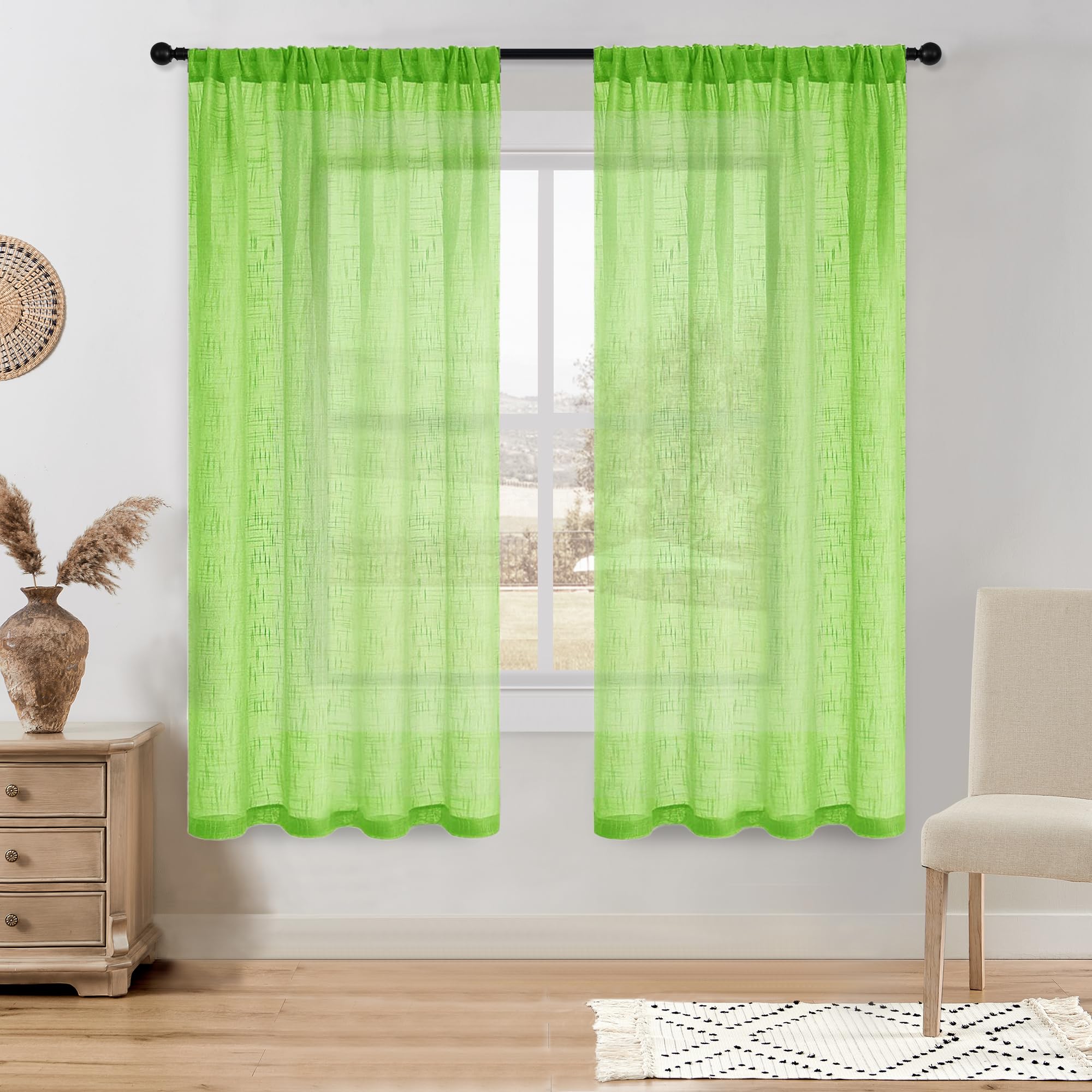 Custom Curtains: Linen Sheer Curtains, Set of 2 Panels