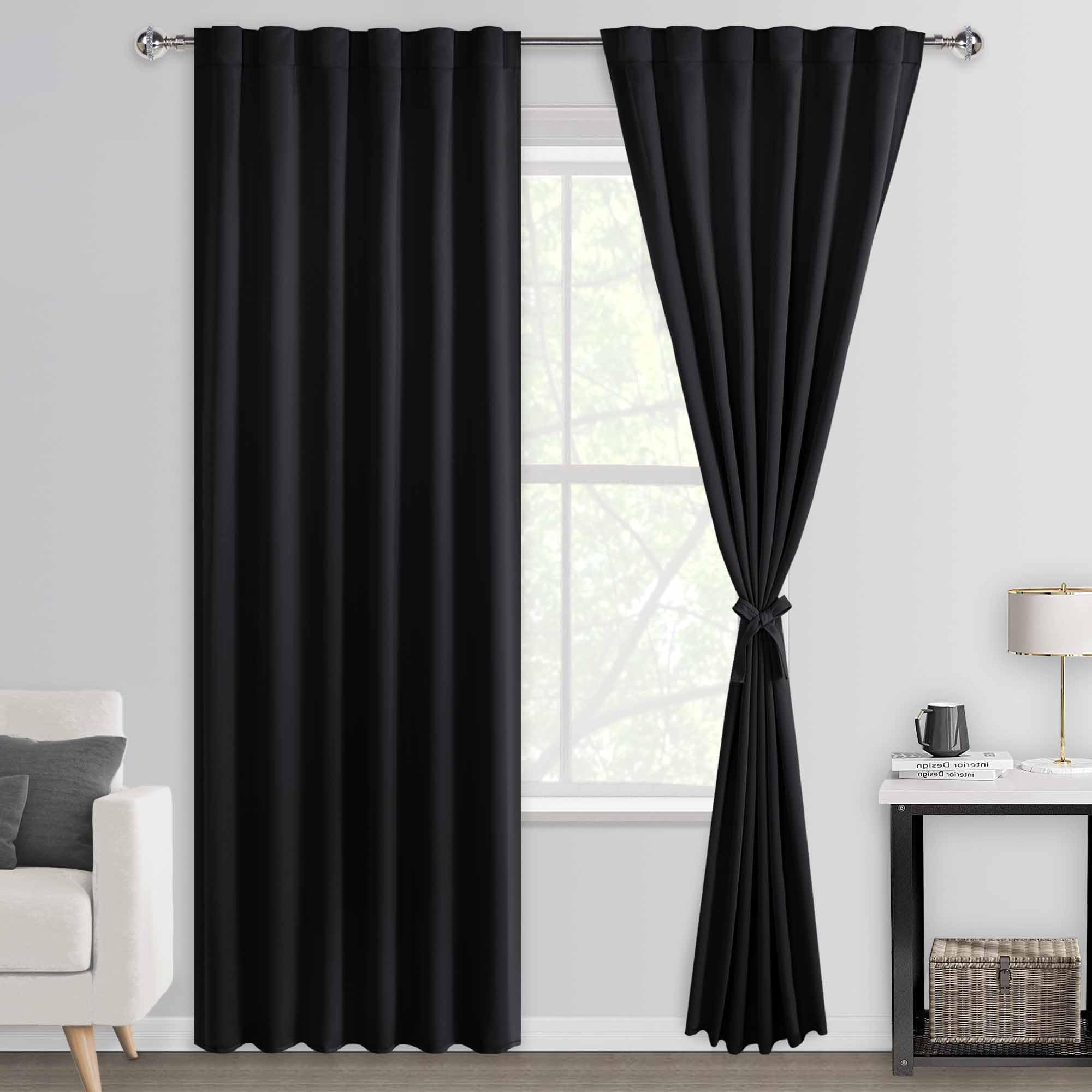 DWCN Blackout Curtains with Tiebacks, Rod Pocket/Back Tab, Set of 2 Panels