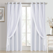 DWCN Layered Curtains, Blackout and Sheer Curtains with Tiebacks, 2 Pieces