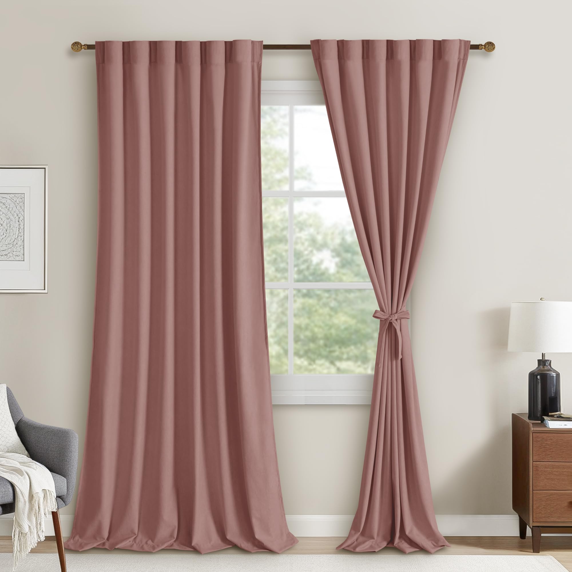 DWCN Velvet Curtains, 2 Panels - Rod Pocket and Back Tab