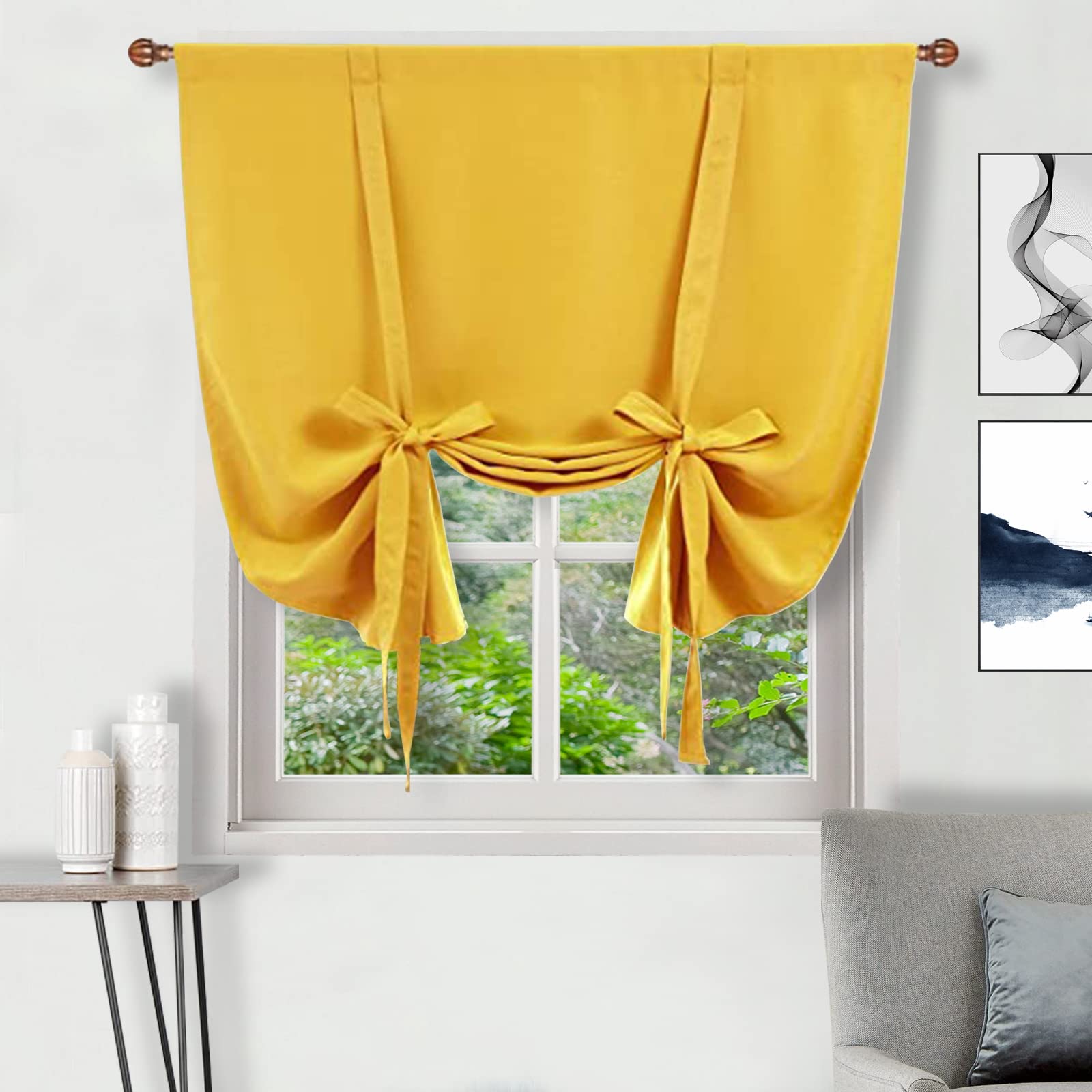 DWCN Tie Up Blackout Curtains for Kitchen
