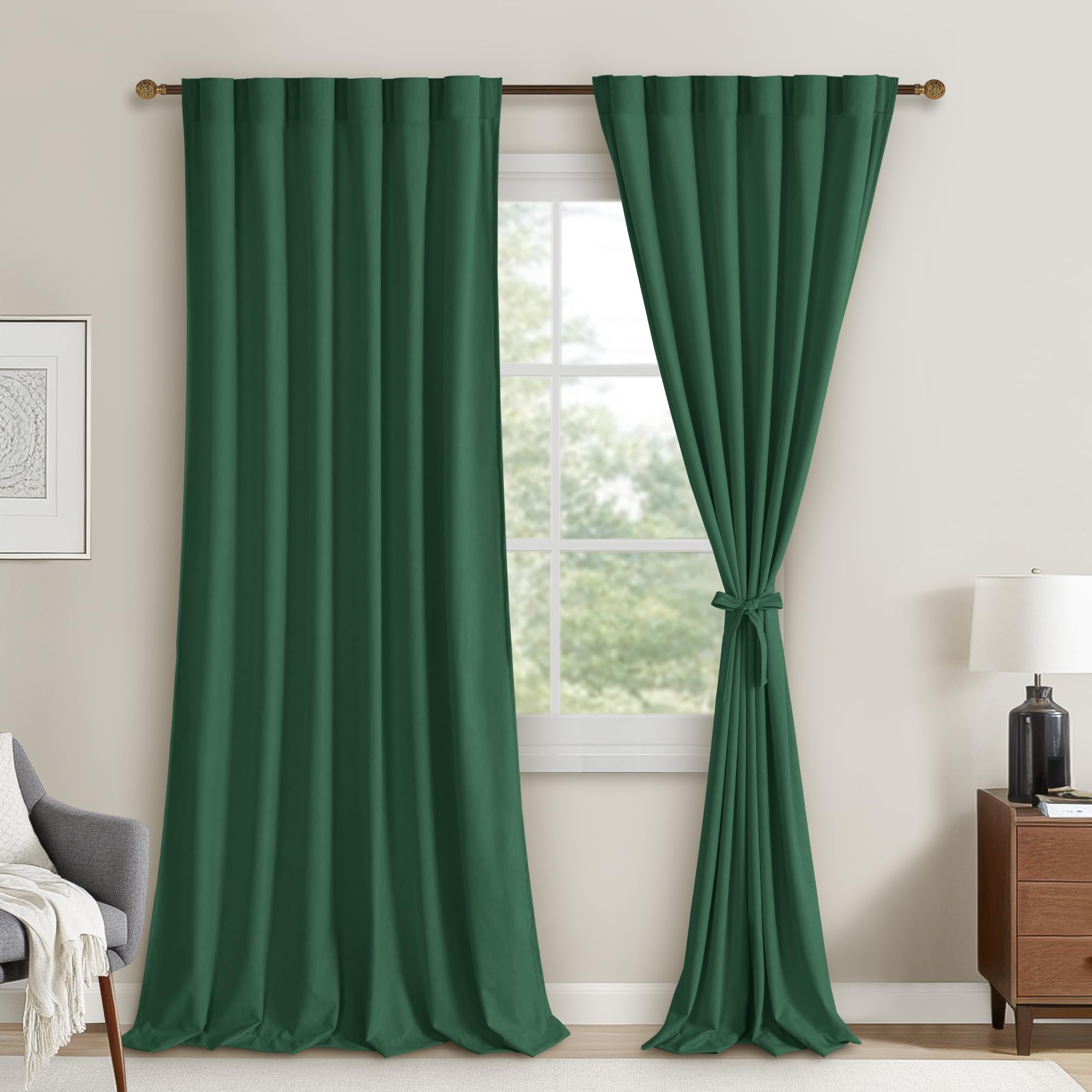 DWCN Velvet Curtains, 2 Panels - Rod Pocket and Back Tab