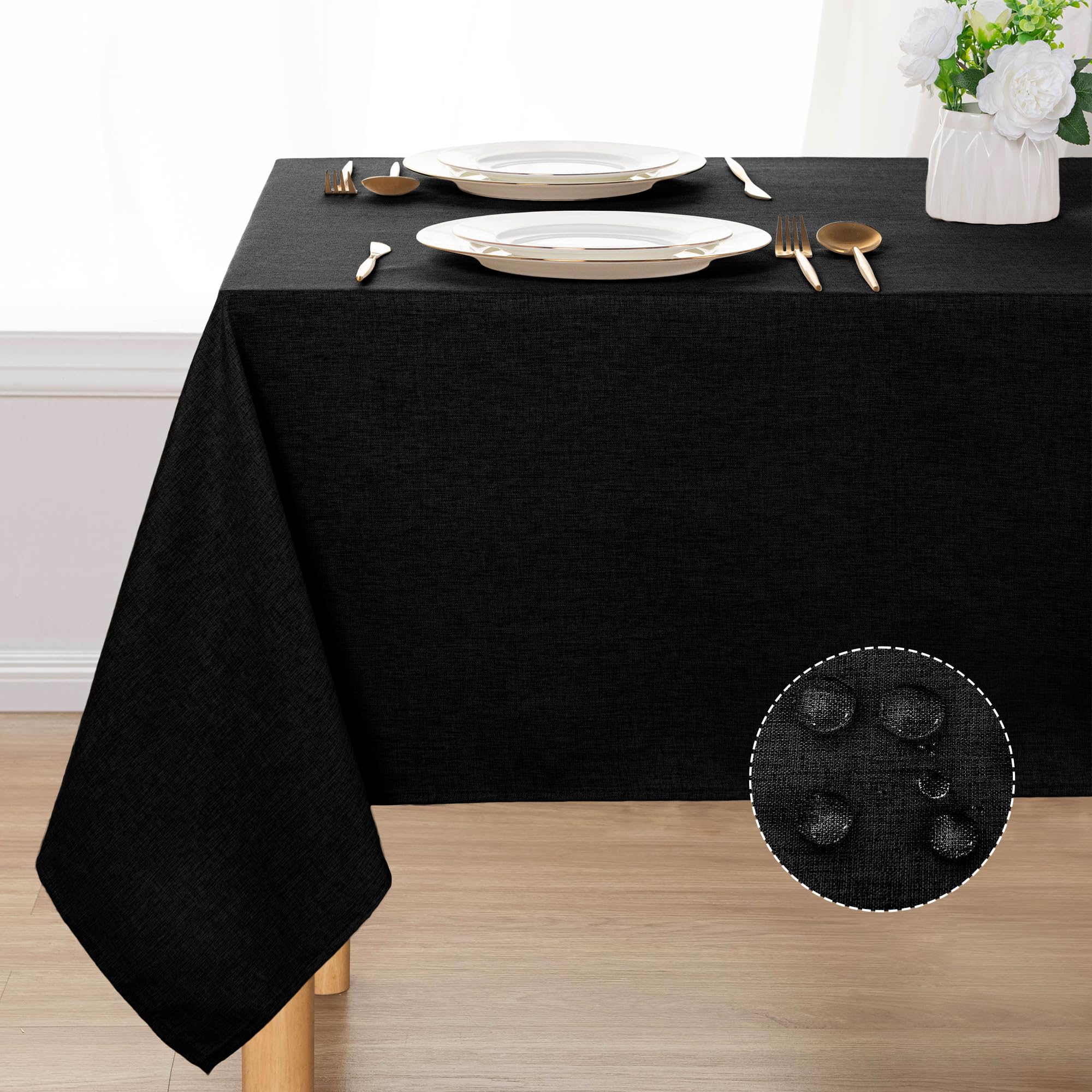 DWCN Rectangle Faux Linen Tablecloth