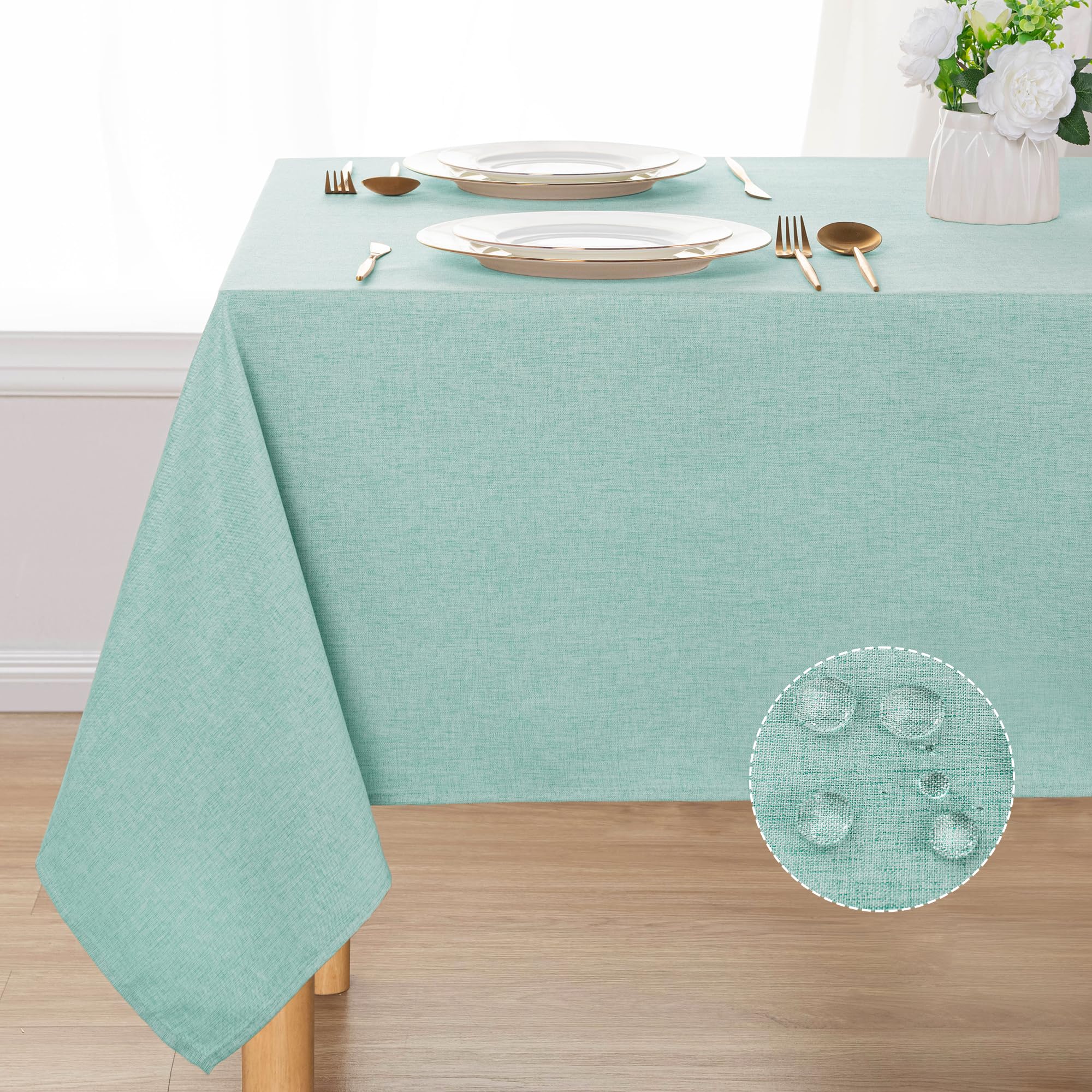 DWCN Rectangle Faux Linen Tablecloth