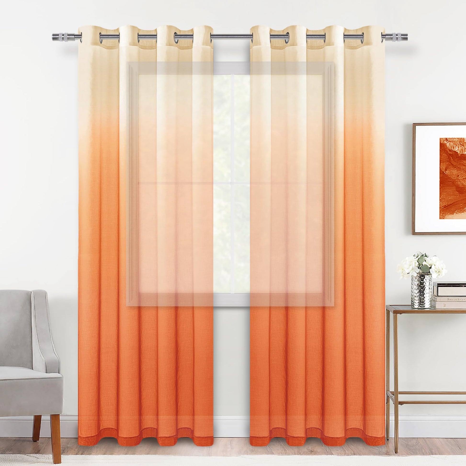 DWCN Faux Linen Ombre Sheer Curtains - DWCN Official